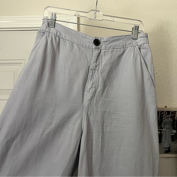 BELLEROSE blue dusty lilac lavender cotton linen canvas blend wide leg pants - Picture 2 of 6